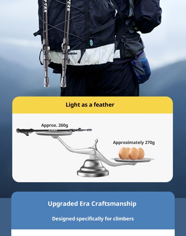 001 Peak Bastoncino da trekking 2 in 1 speciale per arrampicata ed escursionismo, bastone da passeggio telescopico in lega di alluminio con attacco a scatto_voghion.com