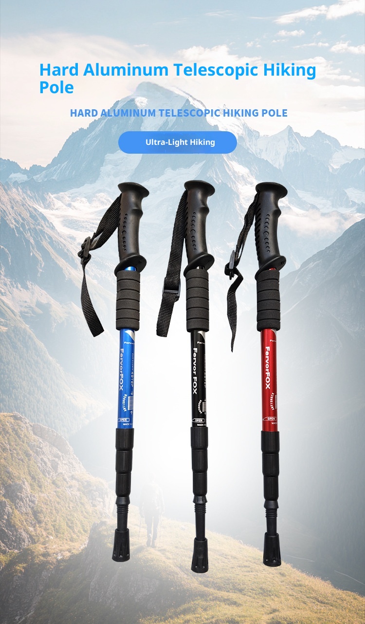 001 Telescopic Four-Section Three-Section Aluminum Alloy Elderly Shock Absorption Ultra-Light Straight Curved Handle Hiking_voghion.com