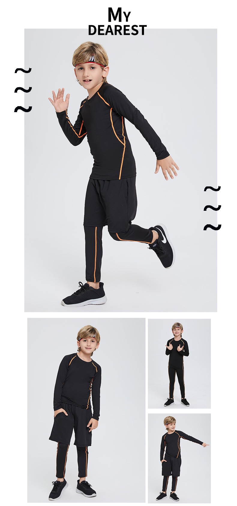 001 Children's Compression Training Suit Boys Basketball High Elastic Quick-Dry Long Sleeve Physical Fitness Football Sports_voghion.com