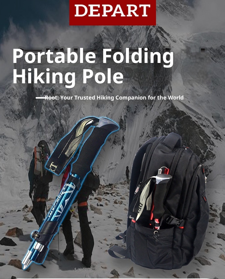 001 Lega di alluminio pieghevole ultraleggero ultra-corto telescopico bastone da trekking per esterni escursionismo arrampicata bastone da passeggio 5_voghion.com