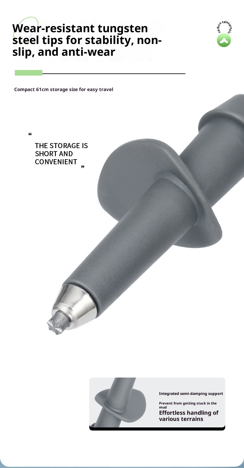 001 Faltbarer Wanderstock aus Carbon, ultraleicht, teleskopierbar, für professionelle Outdoor-Ausrüstung und Kletterausrüstung_voghion.com