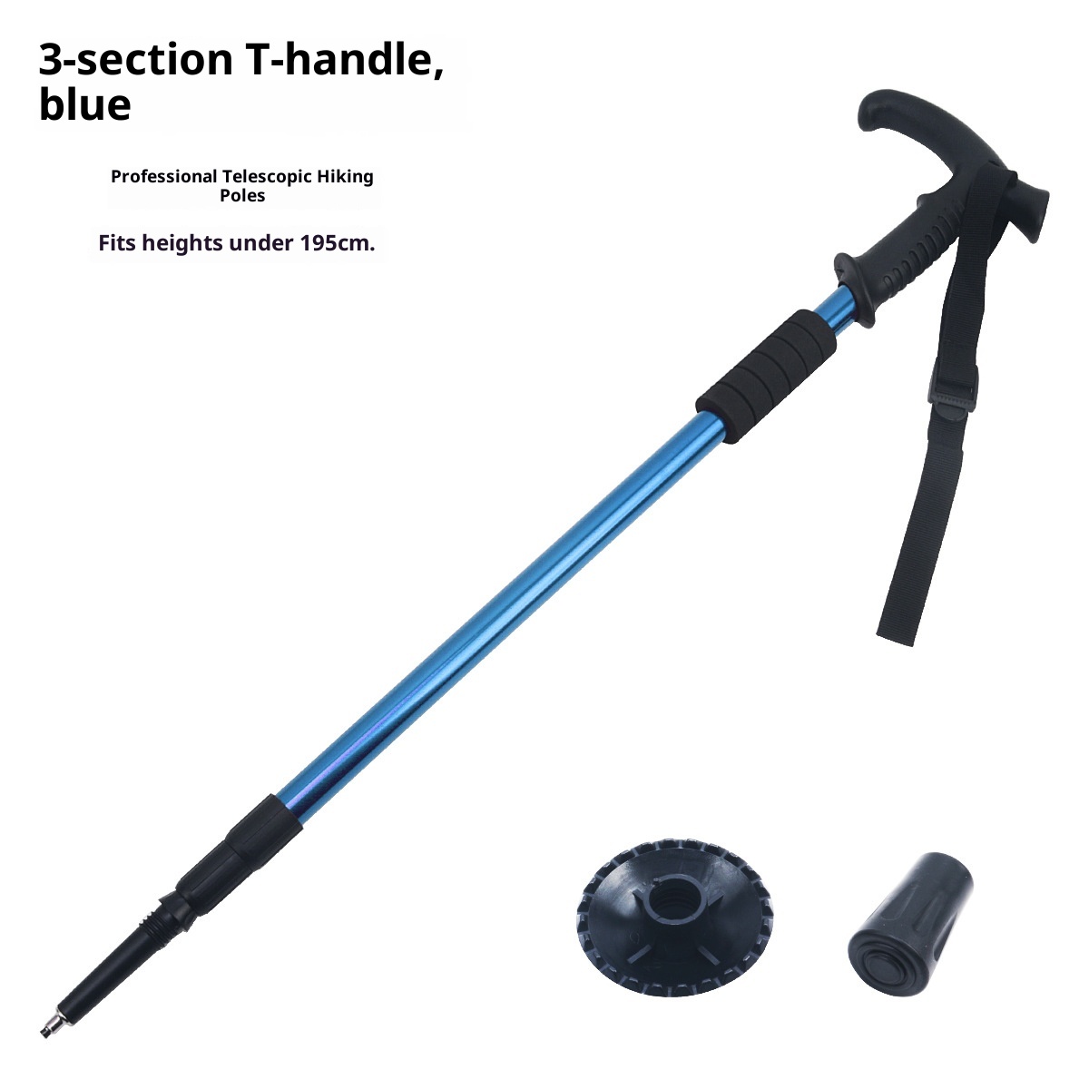 001 Bastone da passeggio retrattile da viaggio, da arrampicata, da trekking, da esterno, in lega di alluminio, multicolore, antiscivolo_voghion.com