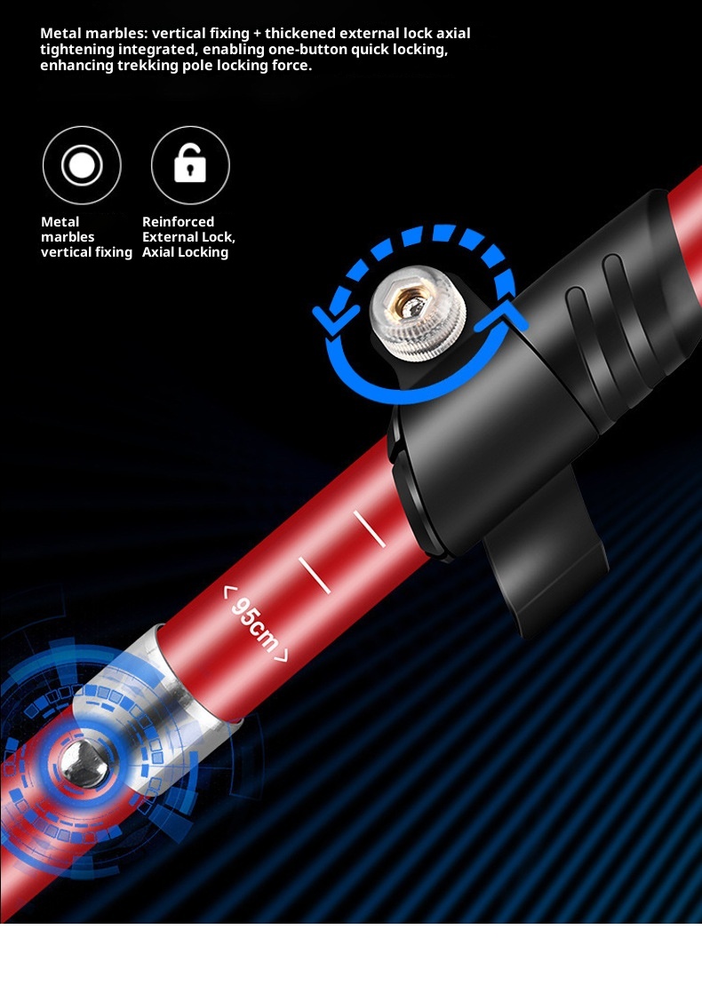001 Ultra-light Aluminum Alloy Hiking Stick Folding Professional Outdoor Trekking Pole Five-section Anti-slip Climbing_voghion.com