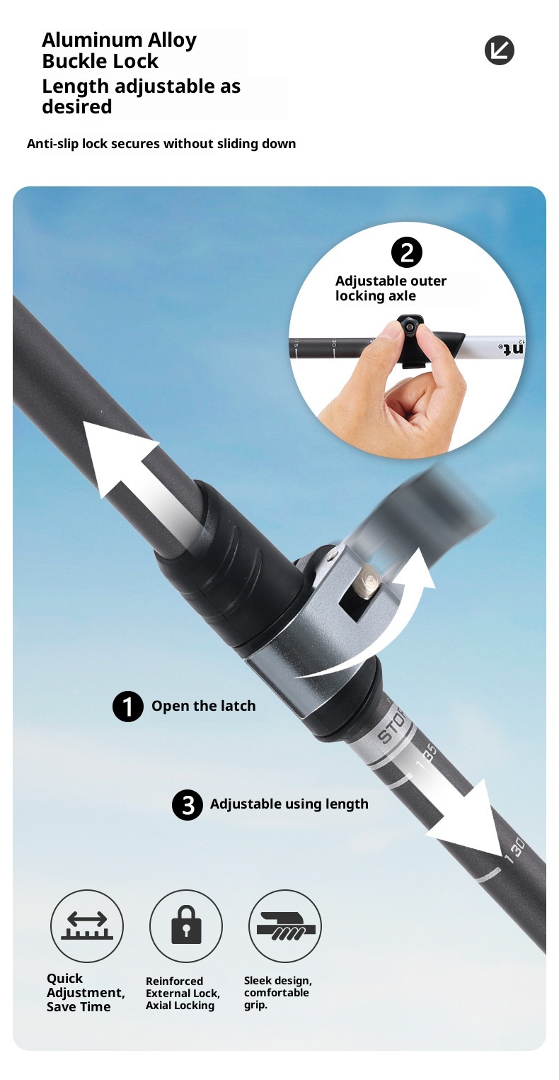 001 7075 Bastone da trekking in lega di alluminio Bastone telescopico Bastone da passeggio portatile con bloccaggio per esterni Bastone da arrampicata Artefatto Escursionismo_voghion.com