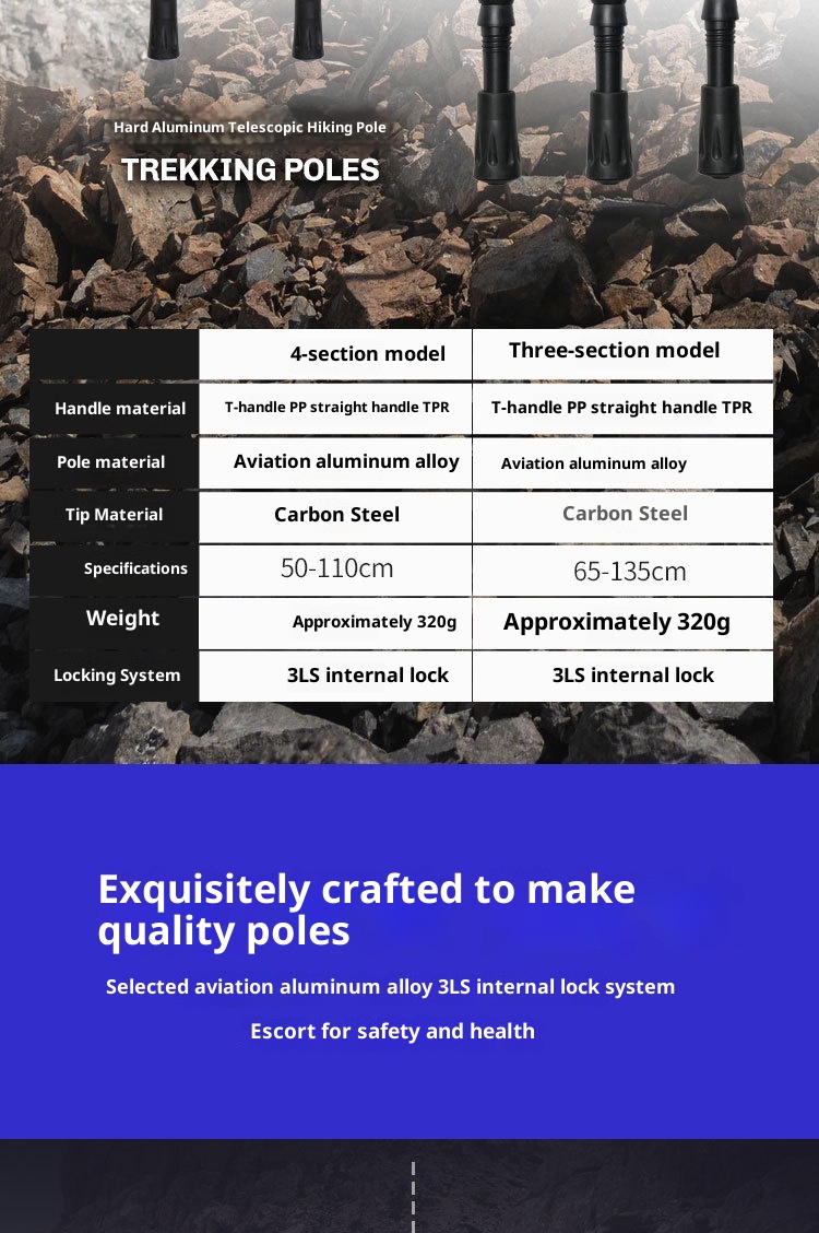 001 Bastone telescopico da viaggio per anziani, bastone da trekking in lega di alluminio, bastone da passeggio, all'ingrosso_voghion.com