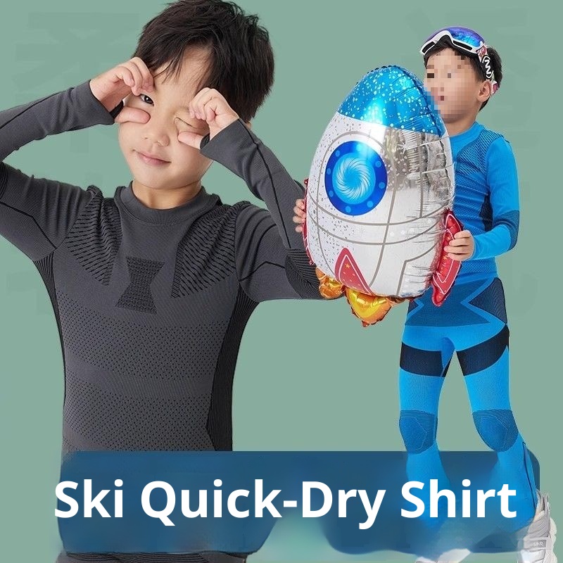 001 H3X Maglia intima da sci per bambini ad asciugatura rapida, foderata in pile, termica, traspirante, traspirante, a compressione, funzionale_voghion.com