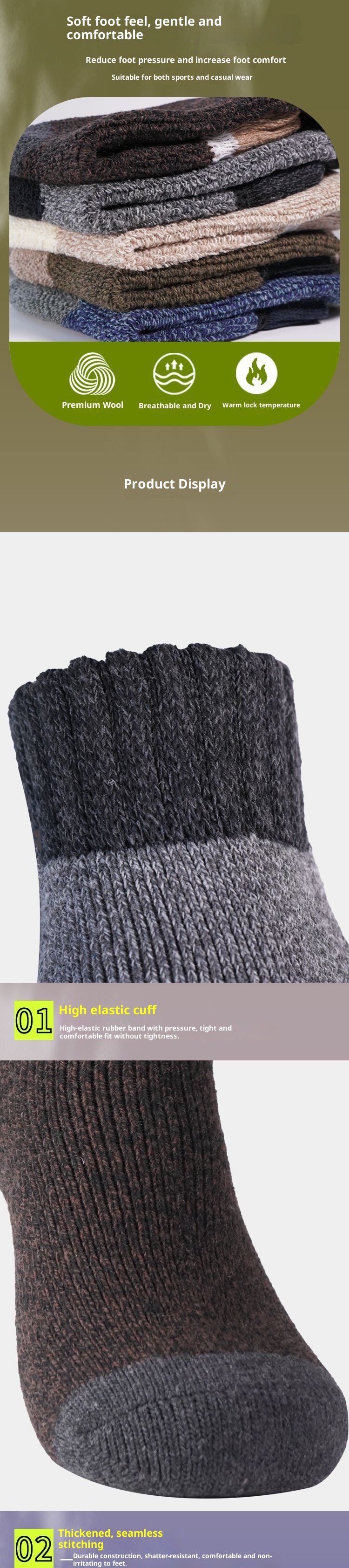 ActiveGo ActiveGo Merino Wool Hiking Running Autumn Winter Thickened Sports Socks Mid-Calf Wholesale Skiing Outdoor_voghion.com