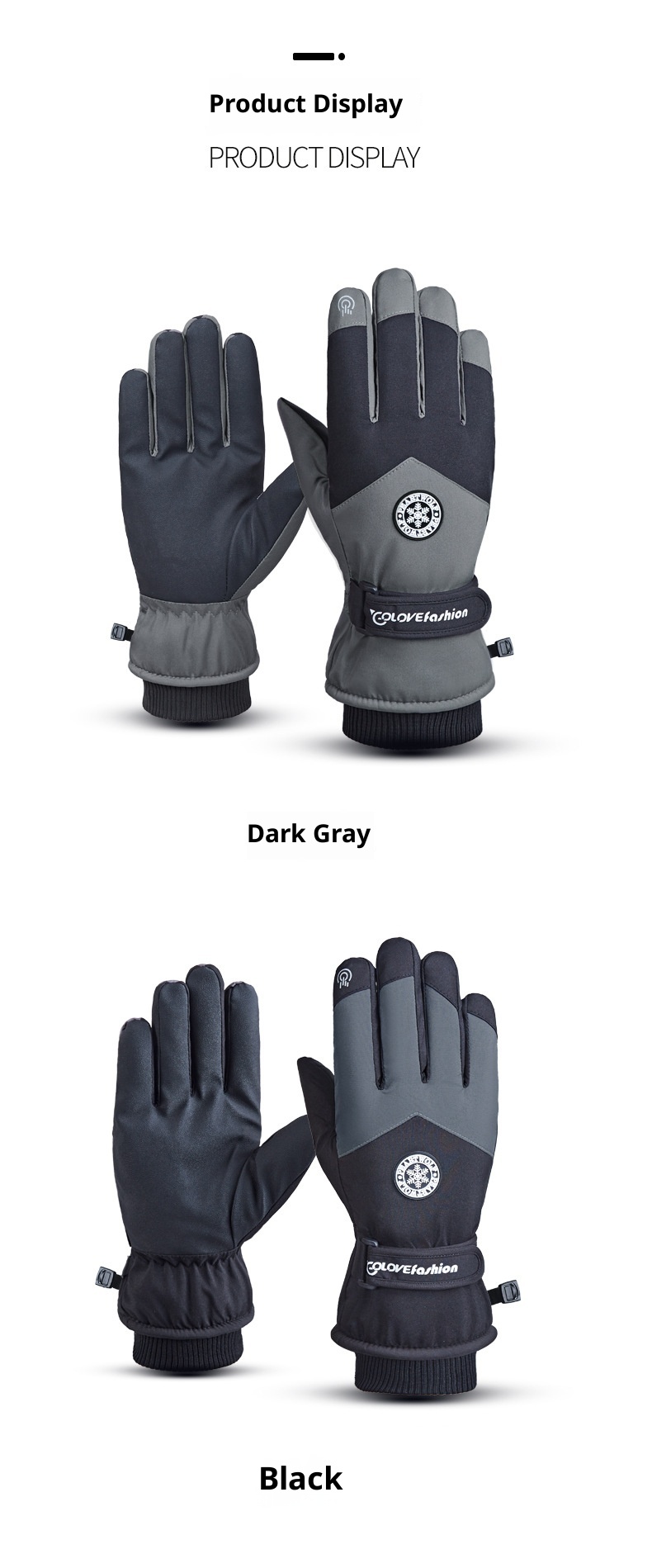 ActiveGo Fleece-Lined Thickened Winter Ski Outdoor Cycling Warm Touchscreen Non-Slip Unisex Lamb Wool Gloves_voghion.com