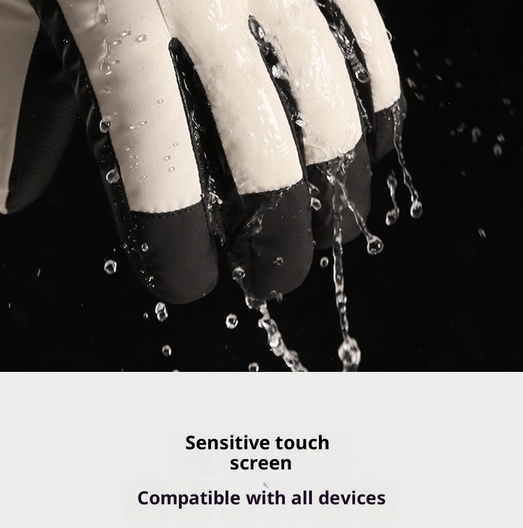 001 Women's Winter Ski Gloves, Warm, Touchscreen, Cold-Proof, Snow Play, Water-Resistant, Thickened, Fleece-Lined, Cycling,_voghion.com