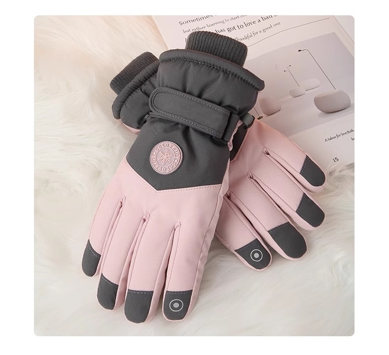 001 Herren-Winter-Skihandschuhe aus Baumwolle, kältebeständig, Touchscreen-kompatibel, fleecegefüttert, verdickt, wasserdicht, winddicht, warm, Damen_voghion.com