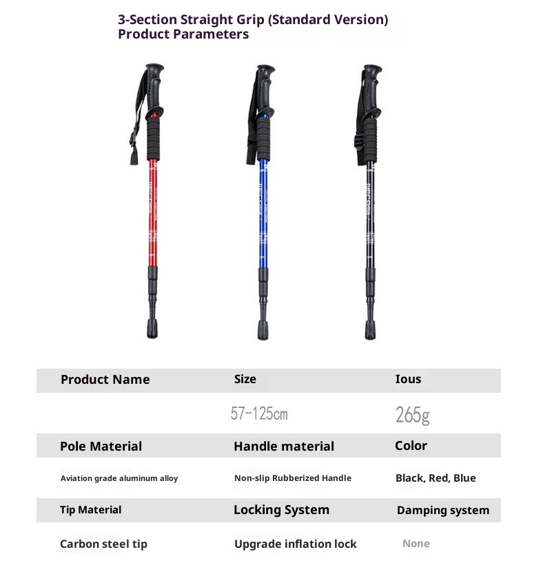 001 Multifunctional Climbing Trekking Pole Aluminum Alloy Telescopic Outdoor Lightweight Walking Stick For Hiking_voghion.com