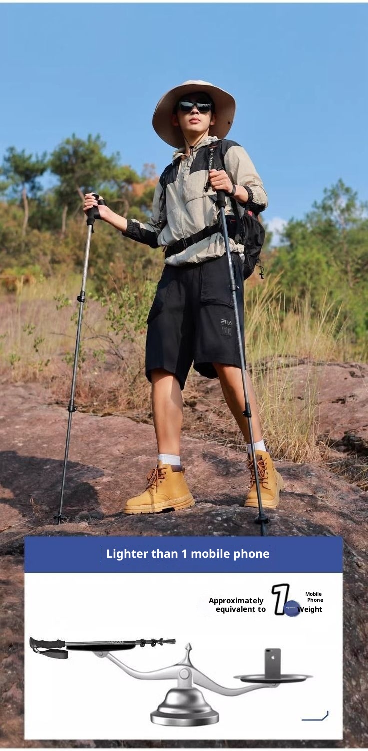 001 Fiber Trekking Pole Professional Climbing Outdoor Walking Carbon Ultra-light Telescopic Anti-slip Stick For Children_voghion.com