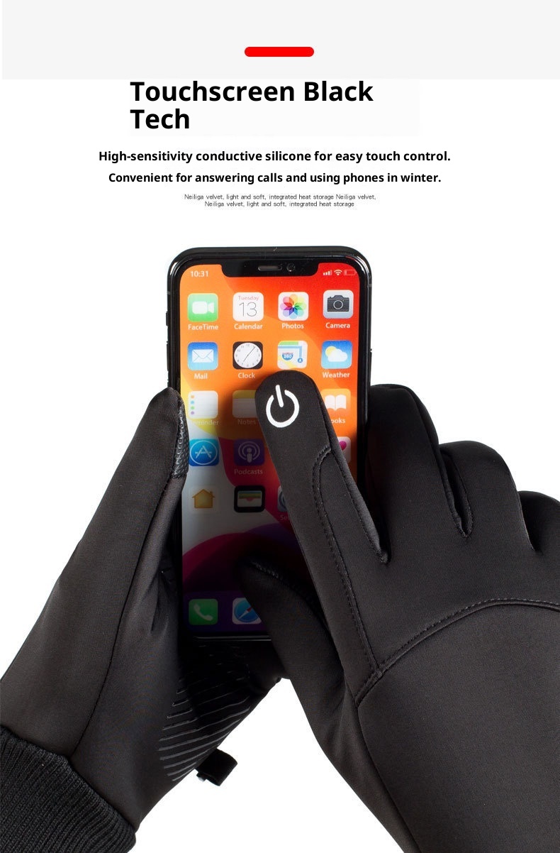 ActiveGo Outdoor Heren Winter Fleece-gevoerd Warm Touchscreen Antislip Fietsen Wandelen Skiën Waterdicht Winddicht Sporthandschoenen_voghion.com