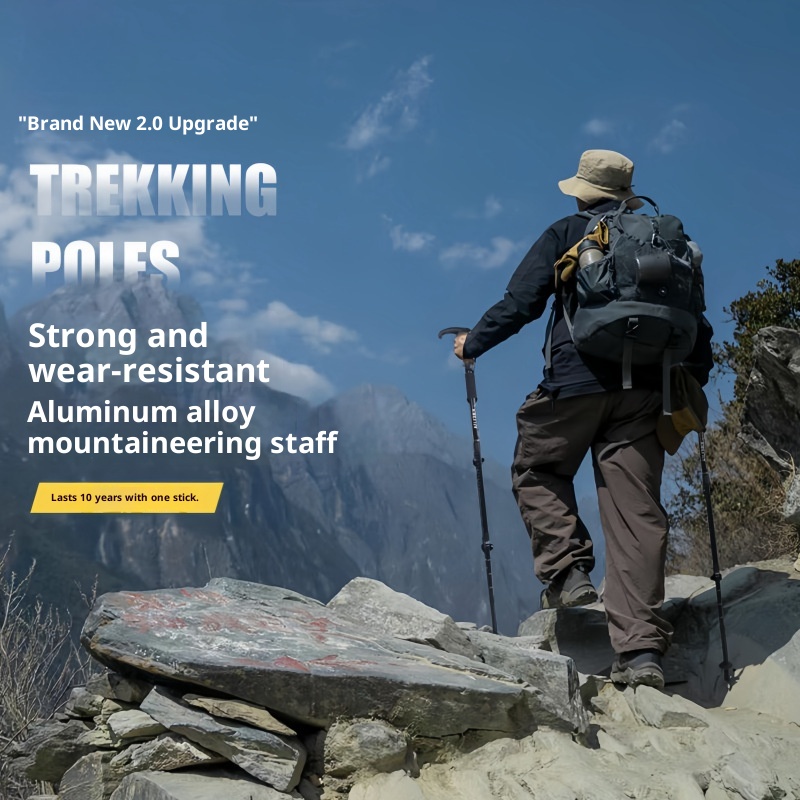 001 Bastone da passeggio pieghevole in lega di alluminio, telescopico, portatile, antiscivolo, per anziani, escursionismo, trekking, attrezzatura_voghion.com