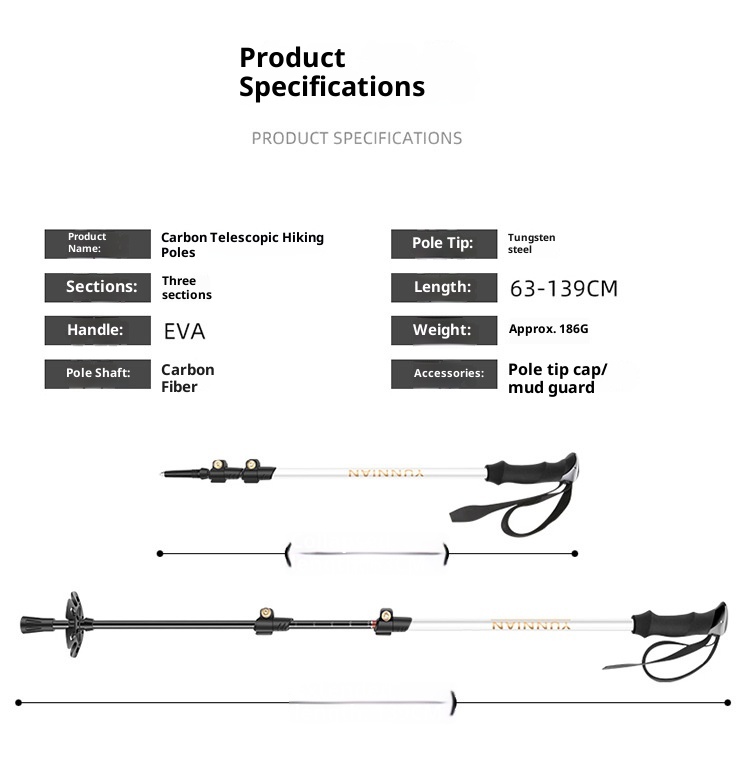 001 Direkt vom Hersteller: Ultraleichter, teleskopierbarer Trekkingstock aus Kohlefaser – ideal zum Wandern, Klettern und Trekking._voghion.com