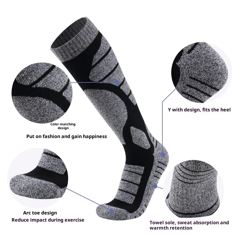 ActiveGo ActiveGo Ski Men And Women Long Tube Warm Thickened Towel Bottom Sports Snow Mountaineering Performance Socks_voghion.com