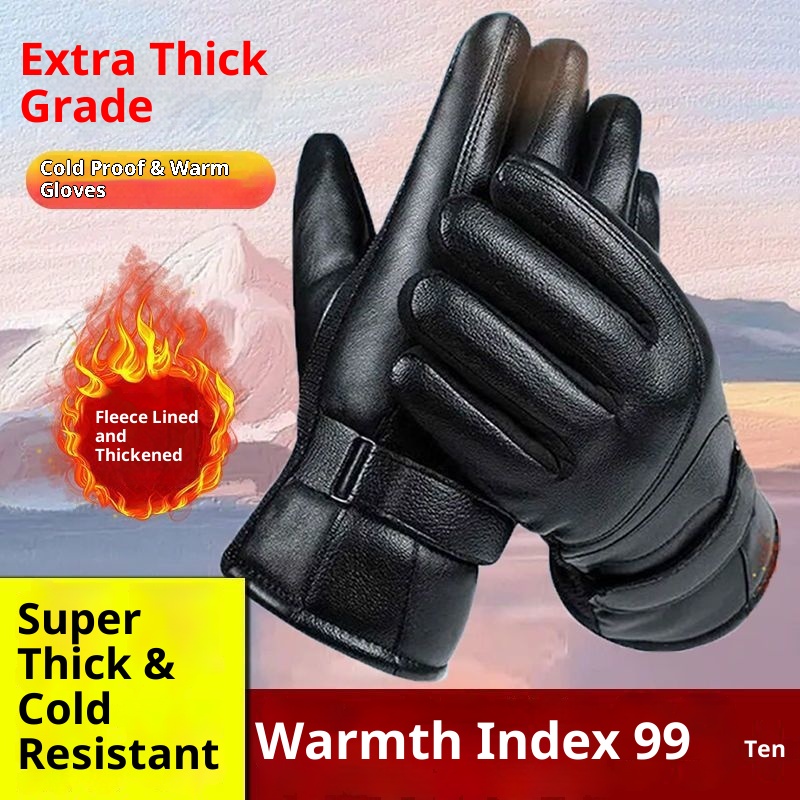 001 Winter Ski Men Touch Screen Motorcycle Fleece-lined Warm Thickened Waterproof Windproof Cold Women Riding Gloves_voghion.com