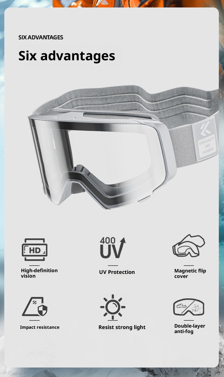 001 Flip Cover Color Changing Ski Anti-Fog Professional Outdoor Mountaineering Windproof Goggles Single And Double Board_voghion.com