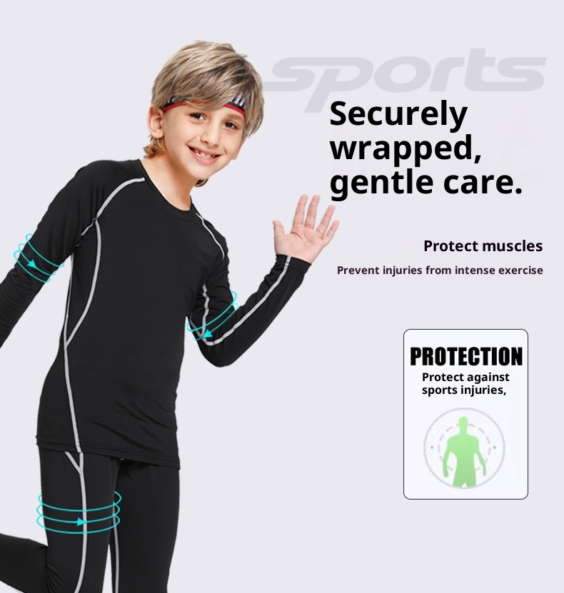 Combinaison de compression pour enfants, séchage rapide, sous-vêtement de sport automne-hiver pour garçons (basketball, football, fitness)._voghion.com