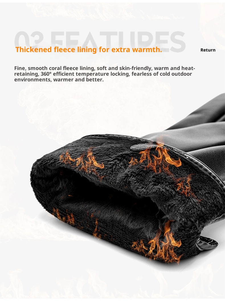 001 Warm Touchscreen Leather For Men Winter Outdoor Windproof Cold-Proof Cycling Fleece-Lined Thickened Motorcycle Gloves_voghion.com