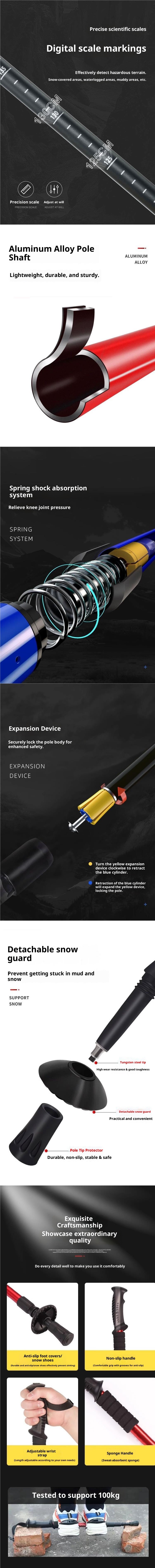 001 Decathlon Professional Outdoor Trekking Pole Telescopic Folding Multi-Functional Self-Defense For Men And Women_voghion.com