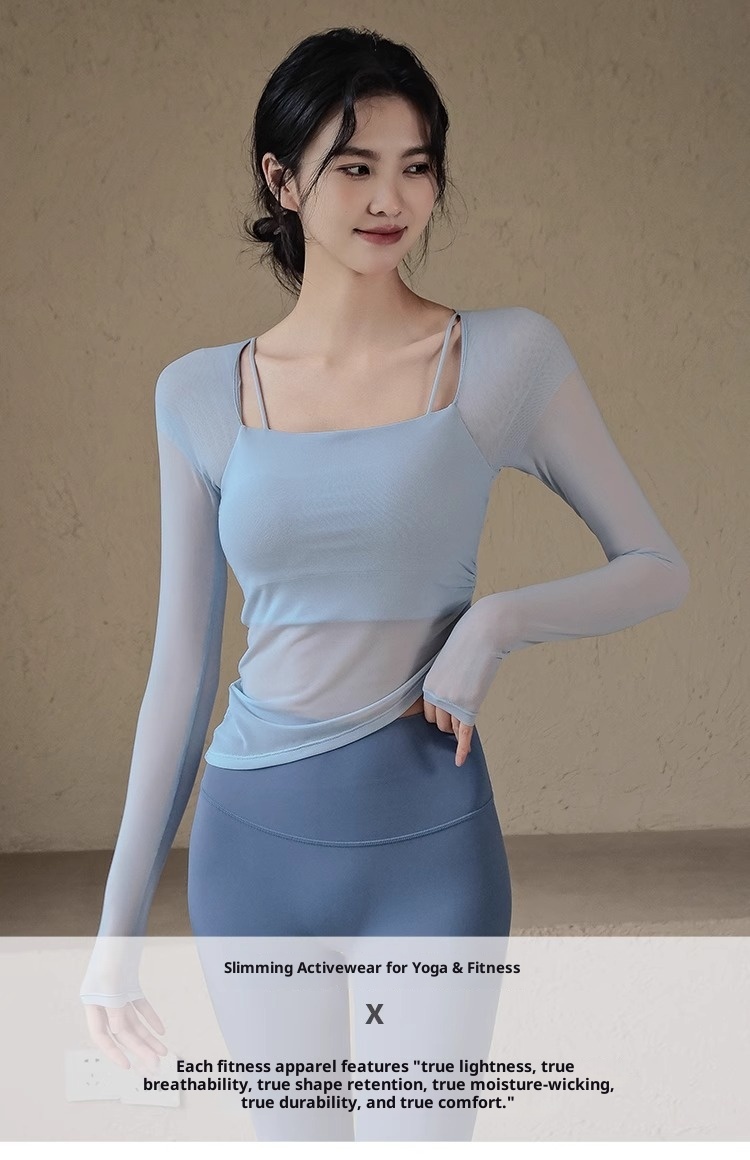 001 Yoga Clothes With Chest Pads Fo Women, Mesh Splicing, Quick-dy Spots Top, High-end Feel, Pilates Taining Fitness_voghion.com