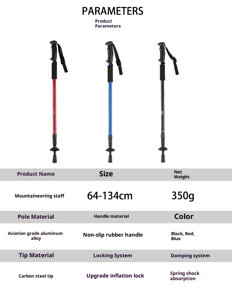 001 Ultraleichter, teleskopierbarer, faltbarer Profi-Trekkingstock aus Aluminiumlegierung für Wanderungen und Klettertouren_voghion.com