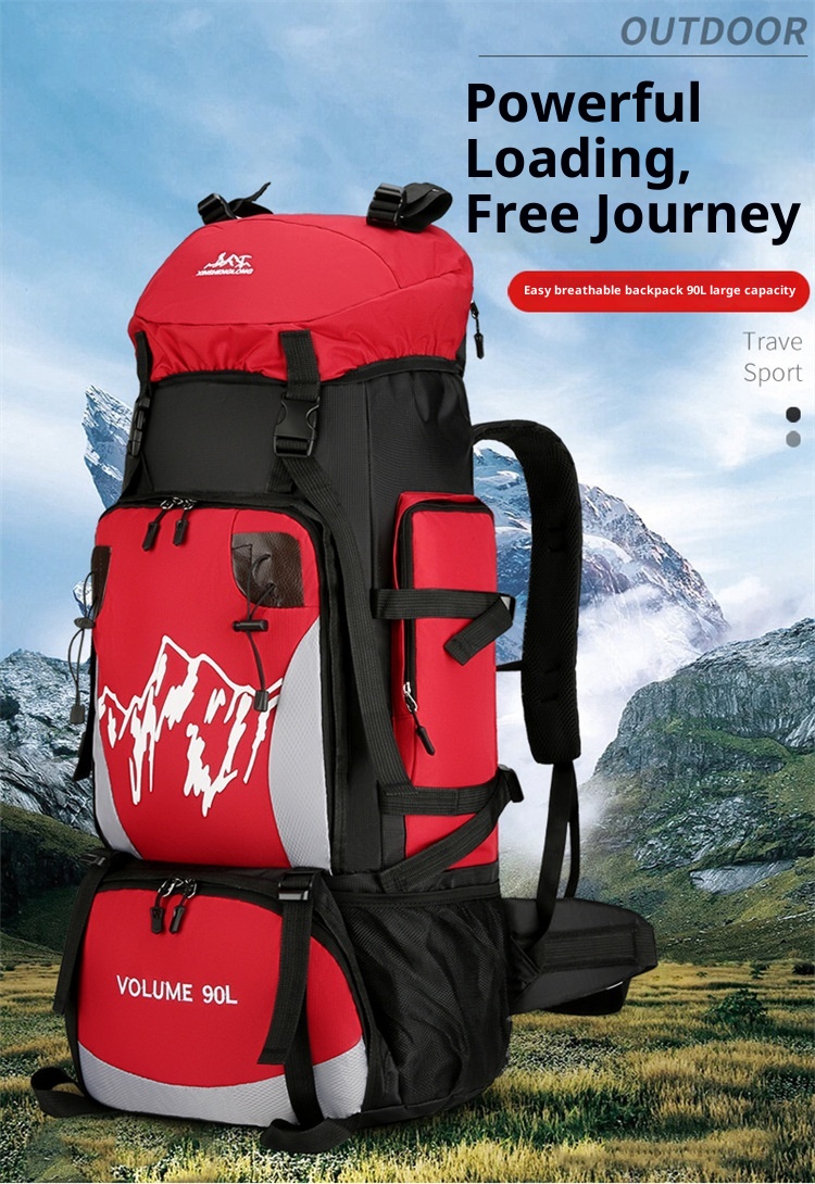 Sac à dos de randonnée extérieur pour hommes et femmes, grande capacité, léger, à double bandoulière, imperméable, 90 L_voghion.com