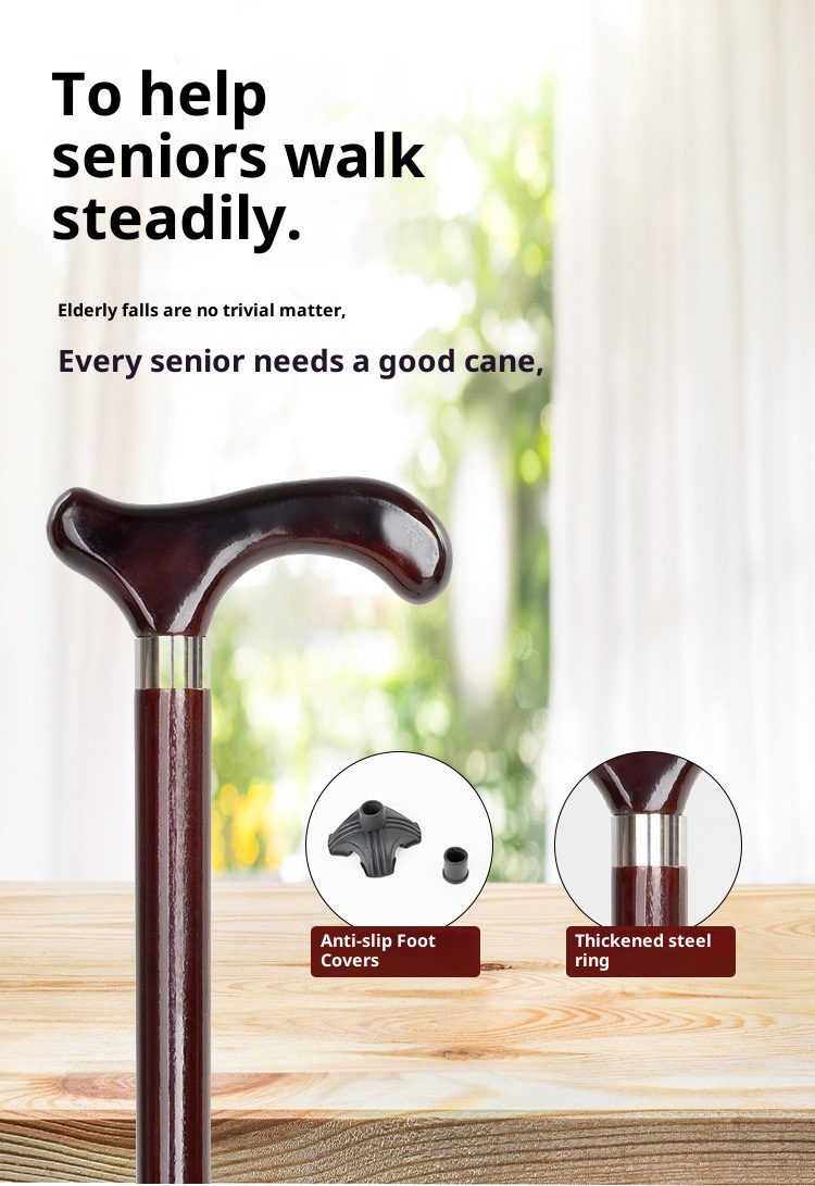 001 Bastone da passeggio in legno massello antiscivolo per anziani con impugnatura a forma di testa di drago, leggero, a quattro zampe, anticaduta_voghion.com