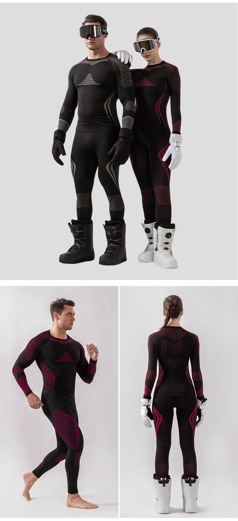 001 Autumn Winter Outdoor Ski Quick-Dry Sports Men Women Moisture-Wicking Base Layer Compression Thermal Underwear Set_voghion.com
