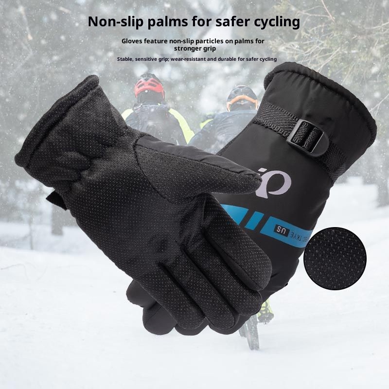 001 Winter Warm Men's Gloves For Cycling Skiing, Fleece-Lined, Thickened, Windproof, Non-Slip, Motorcycle, Electric Scooter,_voghion.com