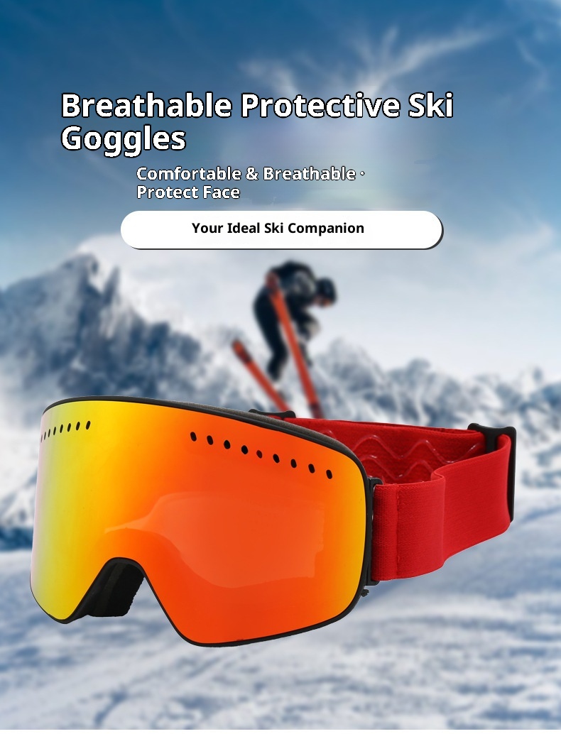 Gafas de esquí de doble capa antivaho, superficie de columna colorida y amplia visión, resistentes al viento, para invierno, para miopía y montañismo._voghion.com