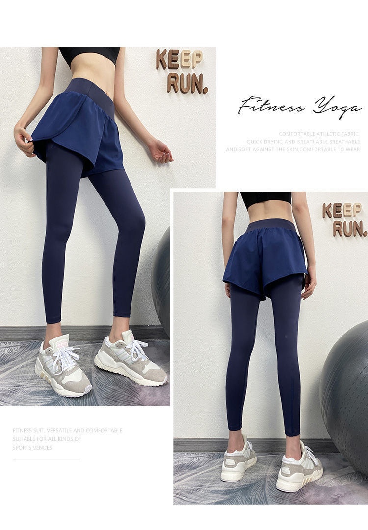 Ensemble deux pièces fitness femme 001, pantalon de sport moulant et extensible pour la course, jupe à porter en extérieur, séchage rapide, idéal pour le printemps et l'été._voghion.com