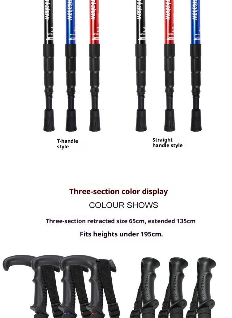 001 Bastone telescopico da viaggio per anziani, bastone da trekking in lega di alluminio, bastone da passeggio, all'ingrosso_voghion.com