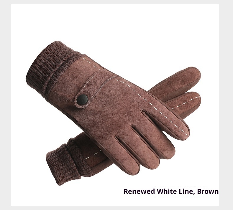 001 Pigskin Genuine Leather Ski Gloves For Men, Autumn And Winter Outdoor Riding Motorcycle Windproof Non-slip Fleece-lined_voghion.com