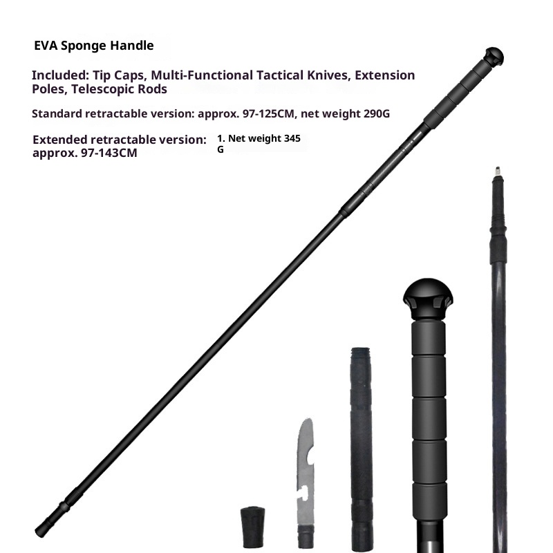 001 Bastone da trekking pieghevole in lega di alluminio leggero telescopico per esterni, antiscivolo_voghion.com