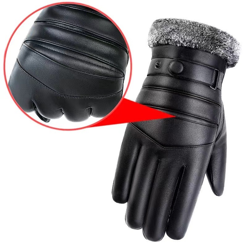 001 Wintr Mn's Warm Lathr Glovs For Cycling Skiing, Cold And Windproof Outdoor Motorcycl Glovs, Manufacturr_voghion.com
