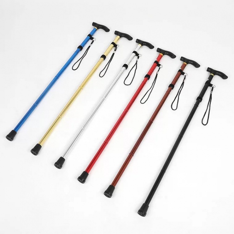 001 Anti-Slip Folding Trekking Pole Elderly 4-Section Walking Stick Telescopic Aluminum Alloy Cane Wholesale Hot Sale_voghion.com