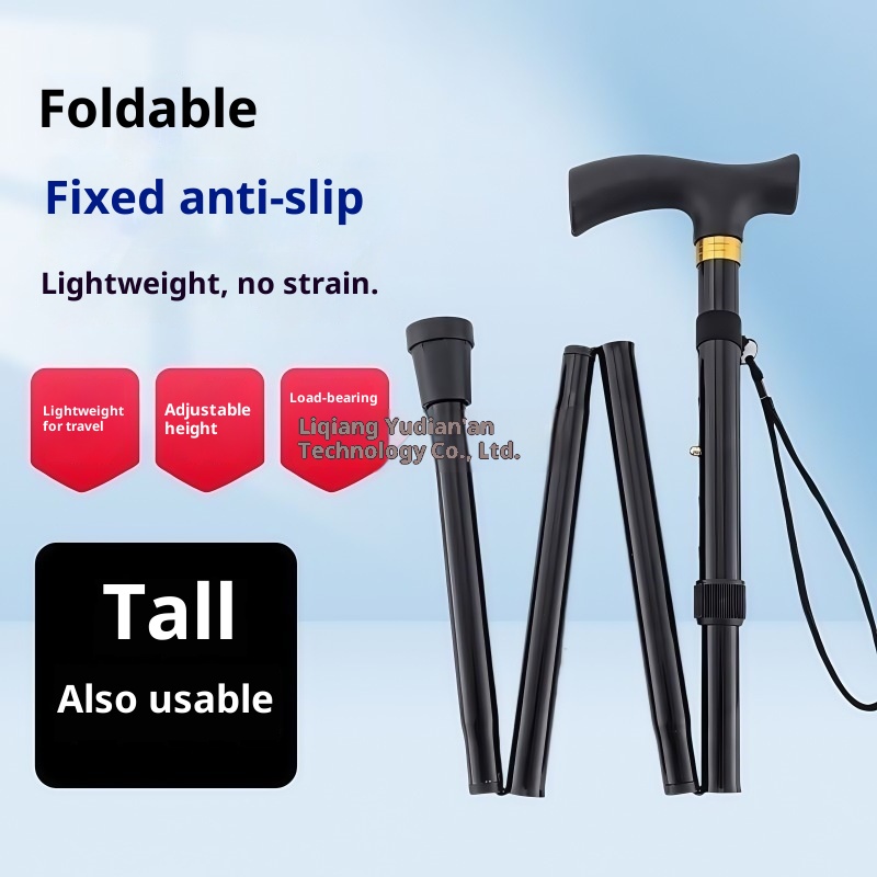 001 Hiking Five Sections Travel Folding Ultra Short Fighting Men And Women Telescopic Adjustment Stick Walking Rubber No_voghion.com