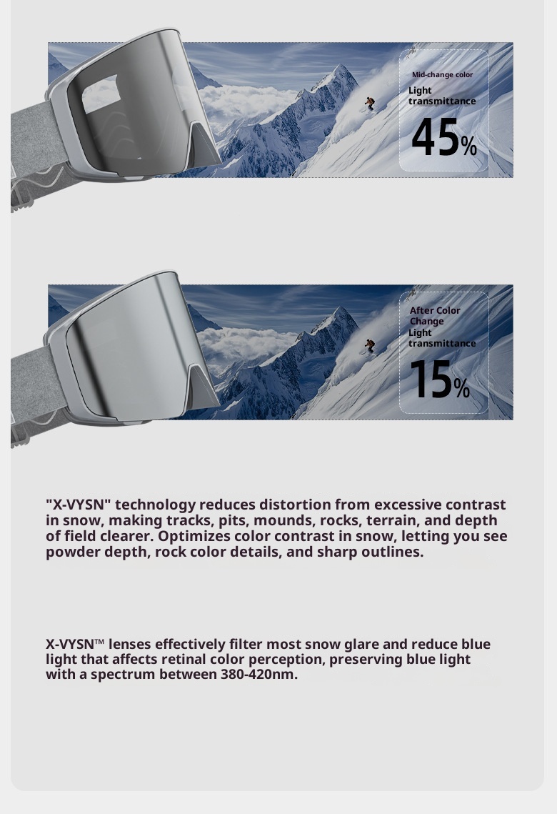 001 Flip Cover Color Changing Ski Anti-Fog Professional Outdoor Mountaineering Windproof Goggles Single And Double Board_voghion.com