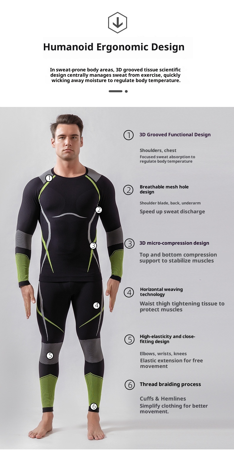 001 Outdoor Special Abbigliamento da sci a compressione ad asciugatura rapida per uomo e donna, autunno inverno, attillato, termico traspirante_voghion.com