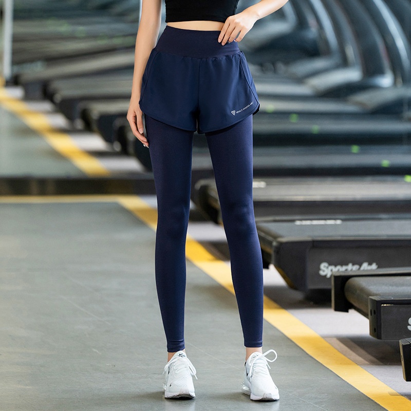 001 Autumn Winter New High Elastic Two-piece Sports Trousers Warm Professional Running Leggings Yoga Pants Women Quick_voghion.com