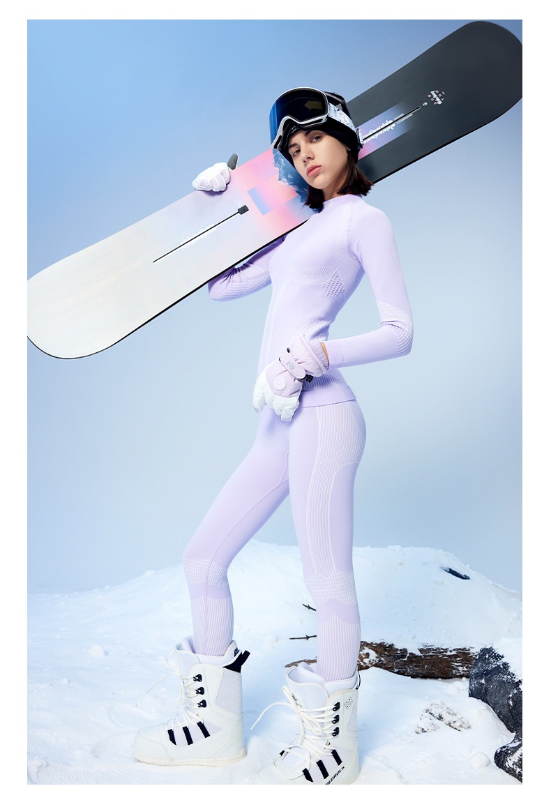 001 Intimo da sci funzionale a compressione ad asciugatura rapida per donna, strato di base termico traspirante per sport all'aria aperta e alpinismo_voghion.com