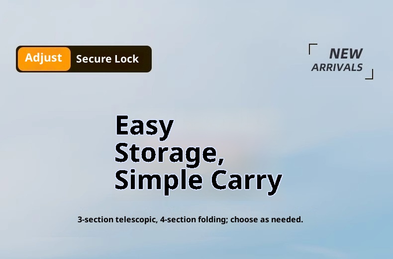 001 Aluminum Alloy Three-Section Straight Handle Trekking Pole Telescopic Walking Stick Professional Outdoor Hiking Cane_voghion.com