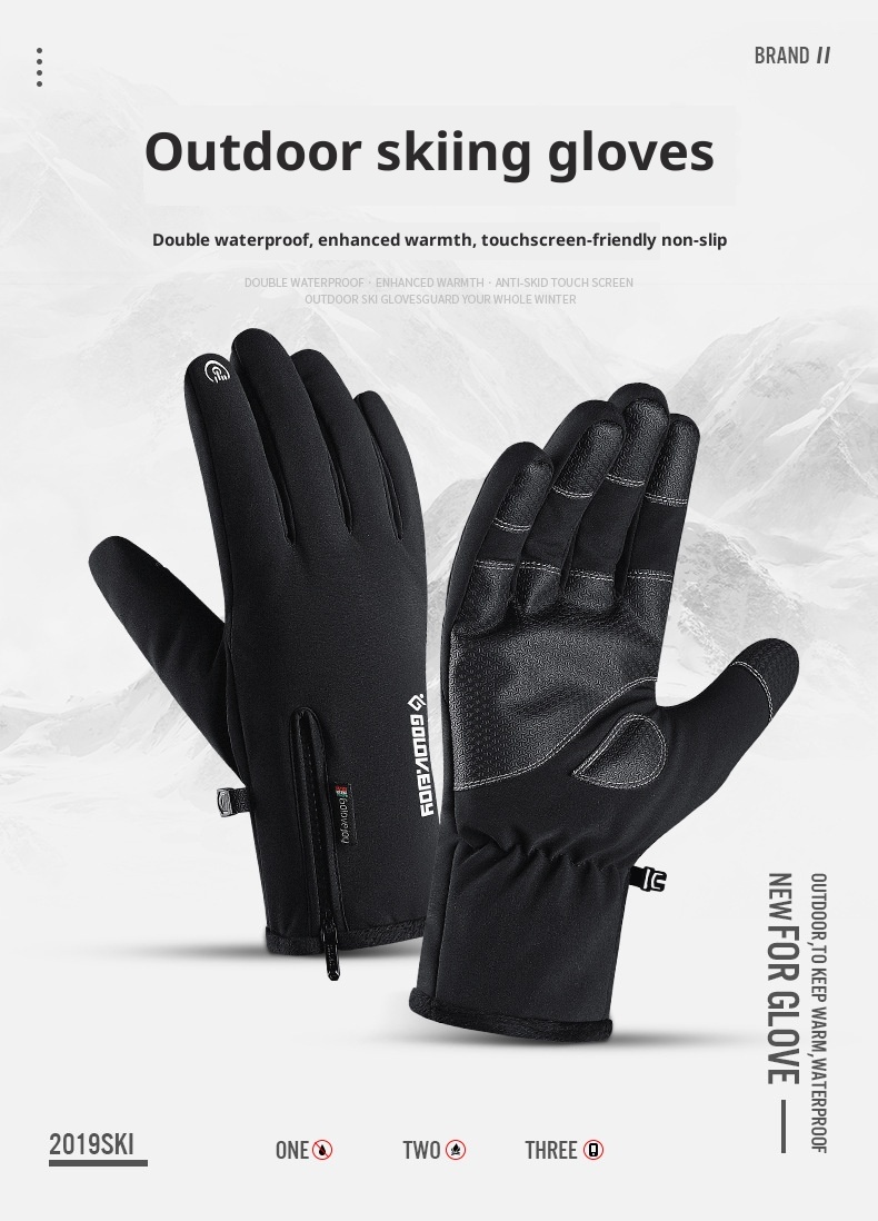 ActiveGo Leiqi Winter Cycling Outdoor Sports Mountaineering Waterproof Windproof Warm Thickened Cotton-Padded Unisex Ski Gloves_voghion.com