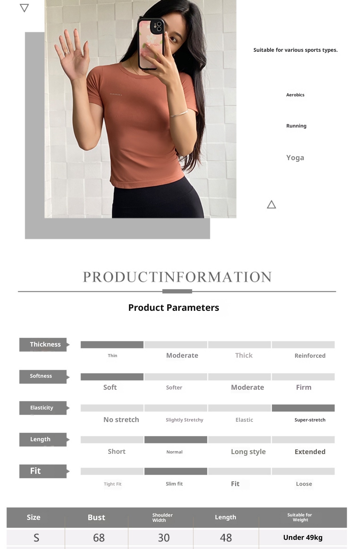 Camiseta deportiva corta de cuello redondo para correr, entrenar y yoga, de media manga, ideal para mujeres de Internet, de secado rápido._voghion.com