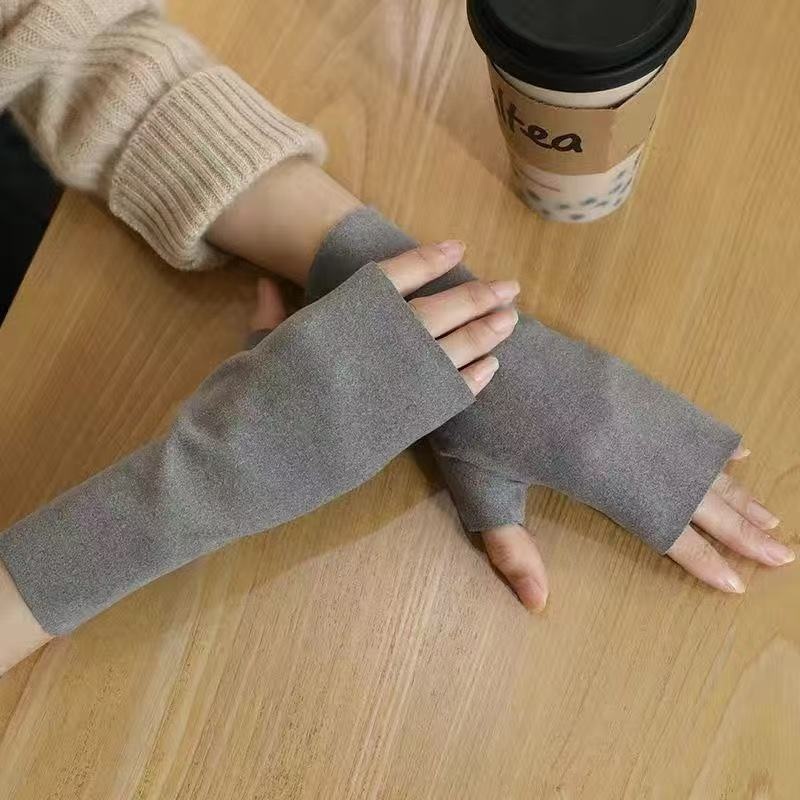 001 De Rong Thermal Half Flexible Writing Full Finger Gloves With Pocket Unisex Self-Heating Wrist Guard_voghion.com