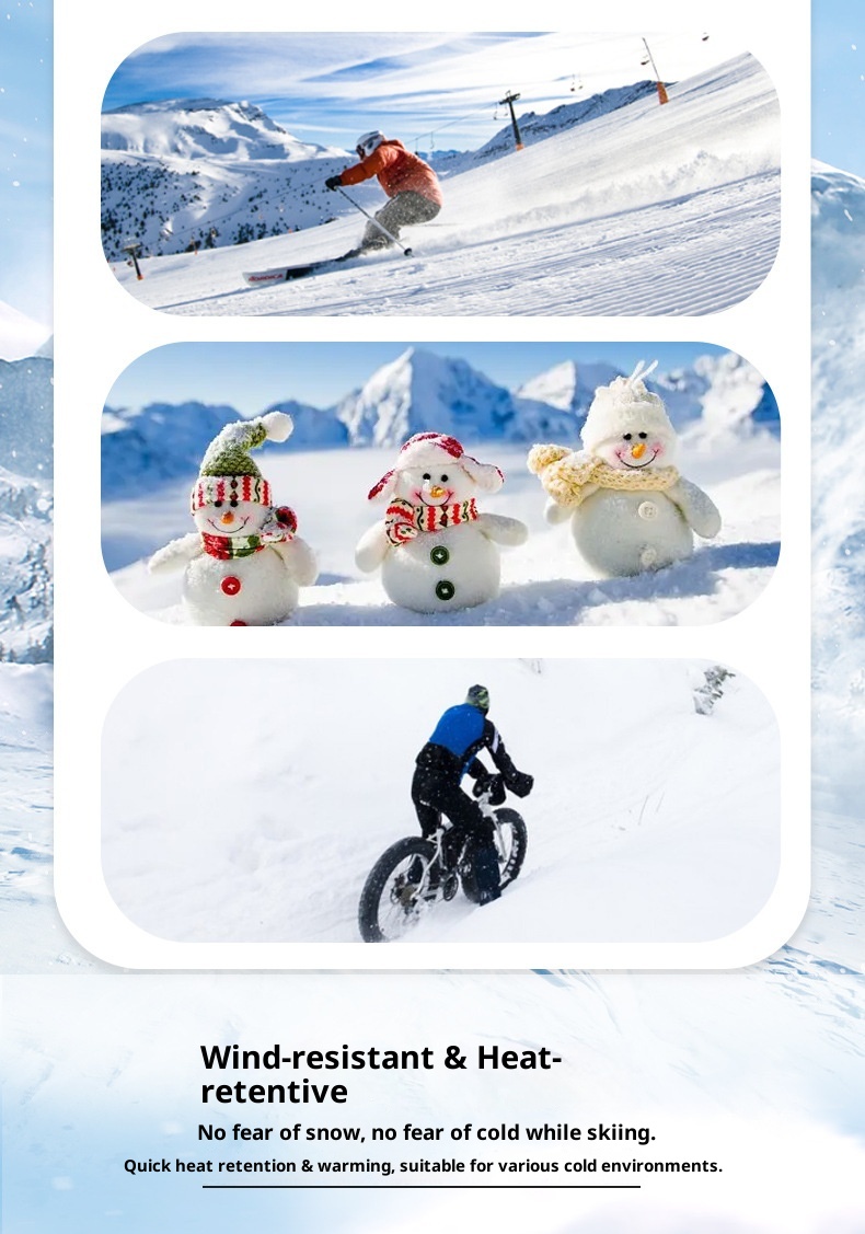 001 Women's Ski Gloves Winter Cycling Thickened Fleece Snow Play Cotton Warm Cold-Proof Electric Motorcycle Men's_voghion.com