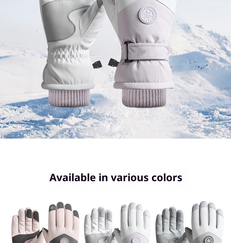 001 Winter Ski Warm Fleece Lined Thickened Waterproof Windproof Touchscreen Curved Finger Outdoor Cycling Riding Gloves_voghion.com
