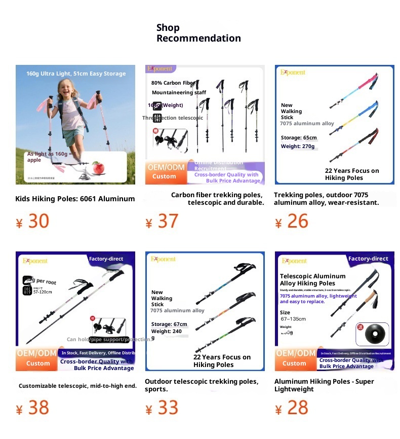 001 7075 Bastone da passeggio telescopico antiscivolo professionale ultraleggero in lega di alluminio per esterni_voghion.com